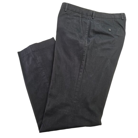 BOSS Hugo Boss Navy Cotton Slacks Mens 36R Straight Leg Flat Front Slash Pockets - Picture 2 of 11